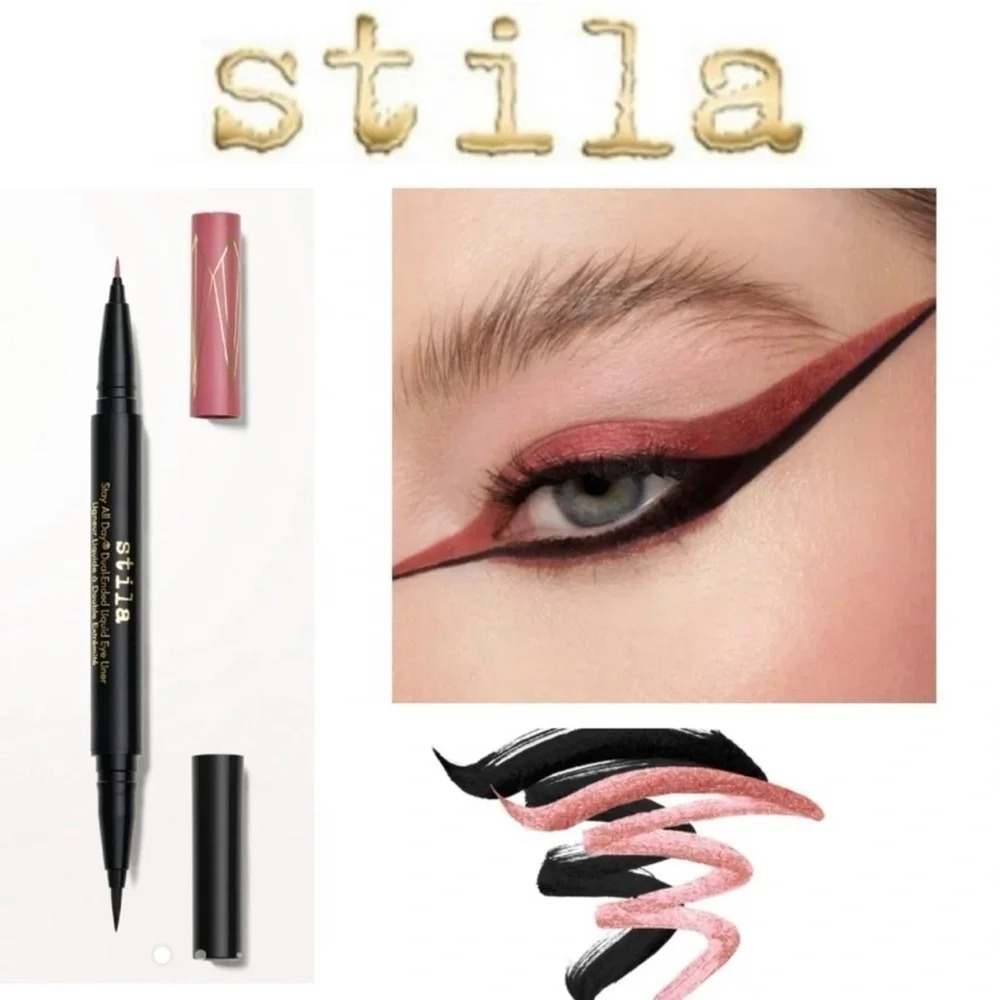 Stila Stay All Day Dual Eyeliner-Original/Micro (Black & Rum Punch) NIB .033 oz